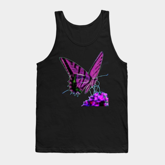 Pink Butterfly T-shirt Tank Top by Shynirli